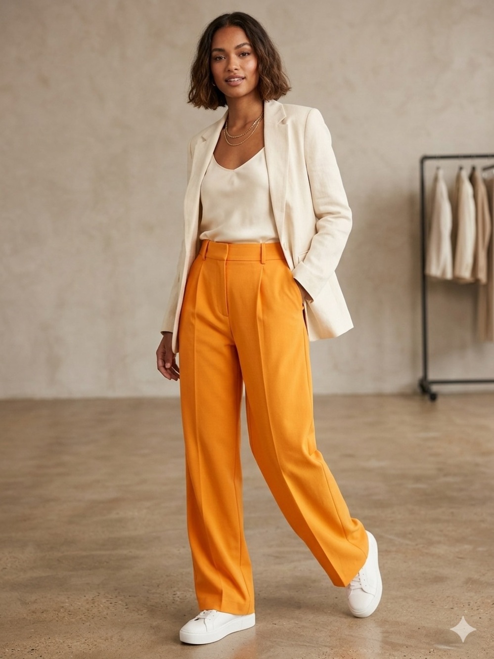 70’s Style H&M Orange Tall Pleated Dress Pant